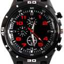 Men's GT Racer Sport Watch Military Pilot Aviator Army Style Black Silicone Mens Watch