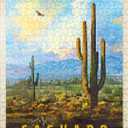 MyPuzzle Saguaro National Park: Desert Daybreak, Vintage Poster - Premium 500 Piece Jigsaw Puzzle for Adults
