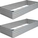 Vengarus 2 Pack 9x3x1FT Galvanized Raised Garden Bed Kit, Outdoor Metal Planter Box for Vegetables, Rectangular Steel Container, Easy Assembly (Silver)