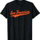 SAN FRANCISCO SF VARSITY SCRIPT VINTAGE SPORTS JERSEY STYLE T-Shirt (XL, Black)