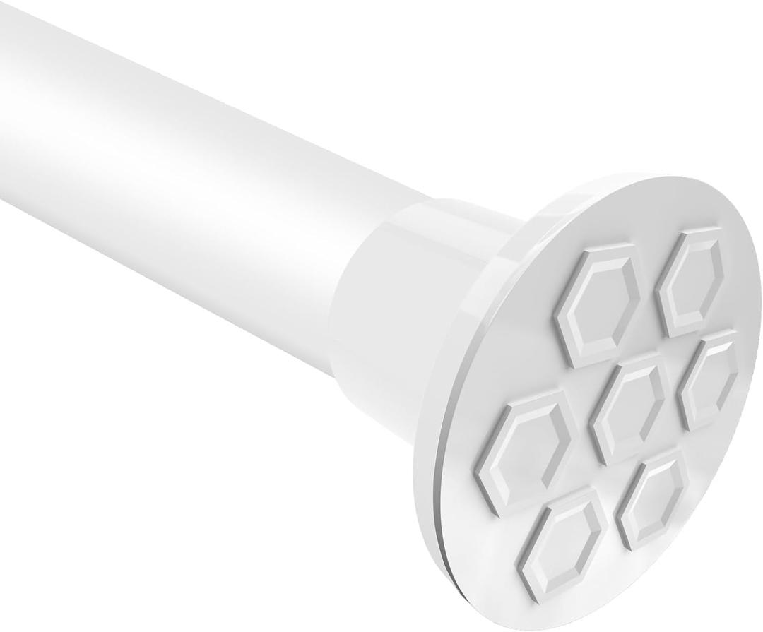 Tension Curtain Rod, 102-120 Inch No Drilling Tension Rods for Windows, Adjustable Pole Shower Curtain Rod, Non-Slip Telescoping Curtain Rods for Bathroom Patio Bedroom Laundry,White