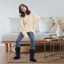 Forfoot Slipper Boots, Cozy Indoor Booties for Women Fluffy Comfortable House Shoes Fuzzy Anti-Slip Boots Winter (Black)