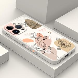 LEECG for iPhone 12 Pro Case, Astronaut Floral Butterfly Print Creative Design Phone Cover Anti Scratch Soft Microfiber Lining Liquid Silicone Case for iPhone 12 Pro-Morandi White
