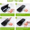 Vacuum Sealer for Food - Tempered Glass Panel, LED Touch Control, Digital Display, Pulse/Moist/Dry/Seal/External Suction Modes, Includes 50 Vacuum Bags & Built-in Cutter(Black)