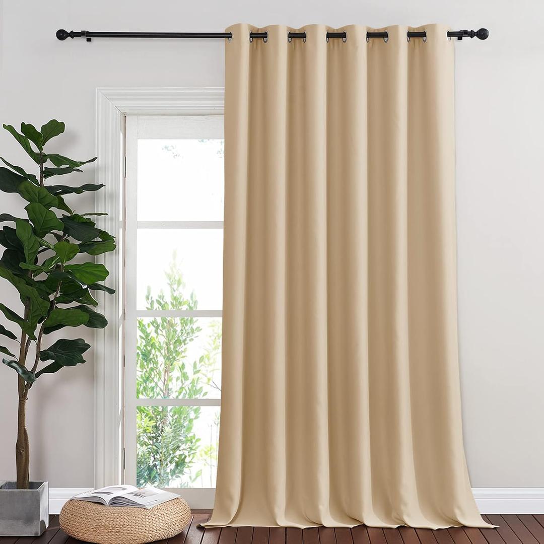 NICETOWN Room Darkening Extra Wide Curtain 102 inch Length, Grommet Thermal Curtain Voice Reducing Window Treatment for Sliding Glass Door/Bedroom, Biscotti Beige, W80 x L102, 1 Panel