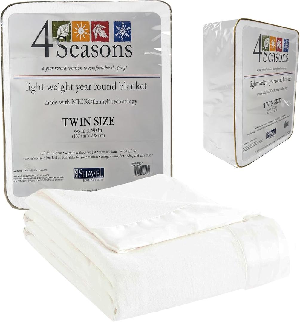 Thermee Micro Flannel Twin Size Blankets, Lightweight All Seasons Cozy Blanket, Throw Blankets for Home and Living Room, Comfy & Soft Blanket for Couch, Machine Wash, No Pilling - Snow