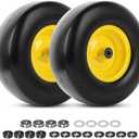 AR-PRO 13x5.00-6 Flat Free Tire and Wheel, Relacement 13x5-6 Solid Smooth Tread Tire with Rim for Garden Tractor Riding Lawn Mowers, 3.25"-5.5" Centered Hub and 3/4" Bearings extra 5/8" (2-Pack)