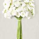 Waipfaru Ranunculus Artificial Flowers, 18Pcs 14In Fake Peonies Artificial Flowers, White Faux Flower for Vase Silk Flower Real Touch Faux Peony Bulk for DIY Wedding Bouquet Home Bridal Shower Decor