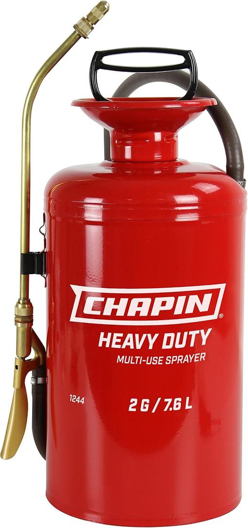 Chapin 1244 Sprayer, 2 Gallon Tri-Poxy Funnel Top Sprayer for Professionals and Contractors Applications, Chemical-Resistant Seals with Die Cast Metal Pump Handle