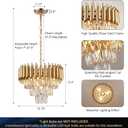 AXILIXI Gold Crystal Chandeliers 16 Modern Ceiling Pendant Light Fixture for Dining Room 3 Tiers Dimmable Round Flush Mount Chandeliers for Living Room Foyer Bedroom Kitchen