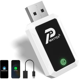 PWAYTEK Wireless CarPlay Adapter 2025 for iPhone – Convert Wired to Wireless CarPlay, 5GHz WiFi & Bluetooth 5.0, Plug & Play, Auto-Connect, Compatible with Cars 2016+ & iOS 10+