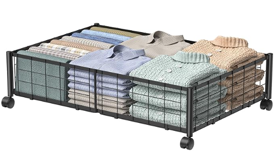 Hleelomi Under Bed Storage with Wheels, 360° Rotating, NoAssembly Underbed Storage Containers, 1 PACK