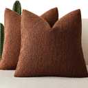 Foindtower Pack of 2 Textured Boucle Throw Pillow Covers Accent Solid Pillow Cases Cozy Soft Decorative Couch Cushion Case for Chair Sofa Bedroom Living Room Home Decor 20x20 Inch Red Taupe (Coconut Shell)