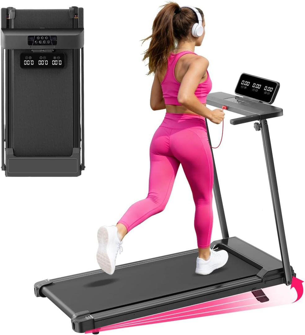 Electric Treadmills for Home Exercising, 0.6-10MPH Portable Treadmills for Home Small Spaces, 3.5HP Mini Treadmills with Handles, 400LB Walking Pad Treadmill with Handle Bar and Incline