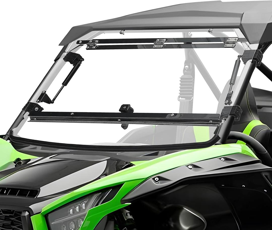 KEMIMOTO UTV Flip Windshield Compatible with 2020 2021 2022 2023 2024 2025 Kawasaki Teryx KRX 1000, Scratch Resistant 1/4" Thick Polycarbonate Hard Coated Front Full Windscreen