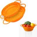 2 Pack Strainers and Colanders, Silicone Collapsible Sink Collander, Strainers and Colanders for Kitchen, Large Drainer for Vegetable, Food, Pasta (Orange)