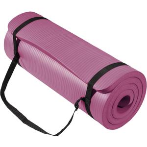 Yoga Mat 1-Inch Extra Thick High-Density Exercise Mat with Non-Slip Surface & Carry Strap for Men & Women Tear-Resistant Pilates Workout Mat for Home Gym, Floor Fitness, Deep Wine
