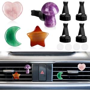 Tallew Heart Crystals Car Vent Clips Car Accessories for Women Quartz Crystals Air Fresheners Vent Clip(Cute Style)