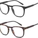 BLUEMOKY Reading Glasses for Women Men, Blue Light Blocking Glasses 2 Pack, Computer Readers, Spring Hinge (Square and Square)