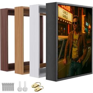 ART Floating Canvas Frame for 1"1.25" Deep Gallery-Wrapped Canvas, Wood-Look Floater Frame for Stretched Canvas Prints & Wall, Dark Brown, 18" x 24"
