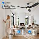 52 Inch Outdoor Ceiling Fan with Light, Quiet Reversible Fan for Patio Porch, 6-Speed Remote Control Ceiling Fan, Dimmable LED, Modern Downrod Design for Bedroom Living Room Indoor Outdoor Spaces