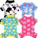 XPUDAC 4 Pieces Dog Pajamas for Small Dogs Pjs Clothes Puppy Onesies Outfits for Doggie Christmas Shirts Sleeper for Pet Cats Jammies-L (Large(Chest-18" Back-14" Neck-10.6"))