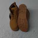 AVALANCHE Boy's Lace up Construction Work Boots Outdoor Waterproof Hike Rugged Shoes, Beige Brown, 9