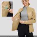 baleaf Women's Quilted Jackets Golf Winter Lightweight Warm Stand Collar Water Resistant Puffer Jacket 4 Pockets (Beige, XL)