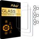 Ailun 3 Pack Screen Protector for iPhone 14 Pro [6.1 inch] + 3 Pack Camera Lens Protector,Sensor Protection,Dynamic Island Compatible,Case Friendly Tempered Glass Film,[9H Hardness] - HD