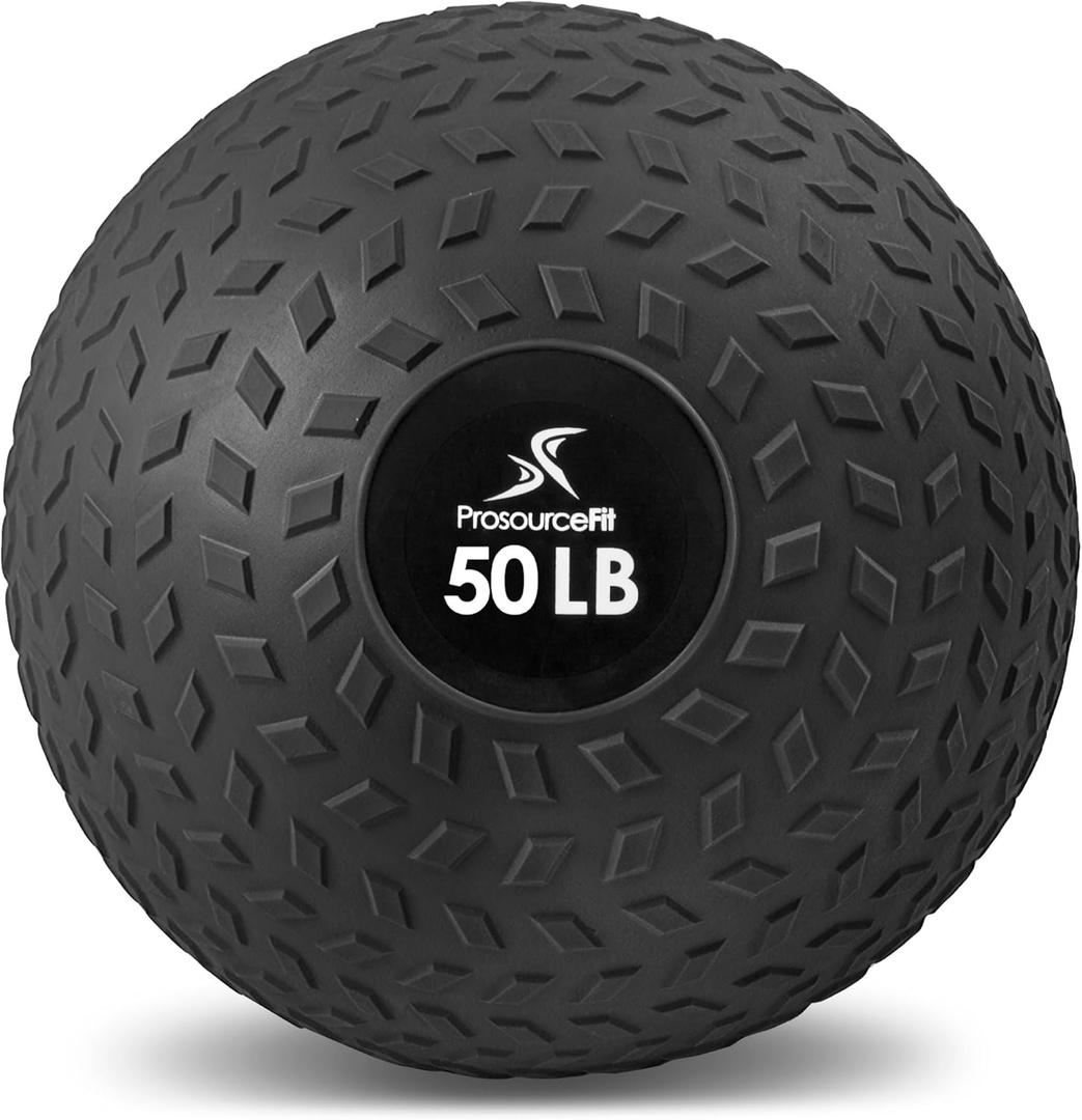 ProsourceFit Slam Medicine Balls 50lbs Smooth and Tread Textured Grip Dead Weight Balls for Strength and Conditioning Exercises, Cardio and Core Workouts
