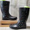 Classic Black Polka Dot Rain/Snow Boots Black 11