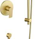 Taplong 26" Shower Slide Bar with 3-Spray Handheld Shower Head, Shower Faucets Sets Complete Wall Mount Shower Valve and Trim Kit with Long Hose and Height Adjustable Spray Holder, Brushed Gold