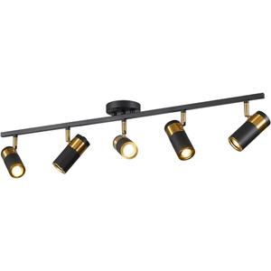 Black 5 Lights Spot Fixture Matte Black LED Track Lighting Fixtures Modern Flush Mount Ceiling Light for Bedroom Living Room Kitchen Island (Black(5-lights))