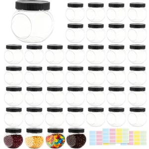 40 Pcs Plastic Candy Jars with Lids 8.5 oz Kitchen Wide Mouth Storage Containers Clear Snacks Jars Bulk for Coffee Cookie Buffet Party