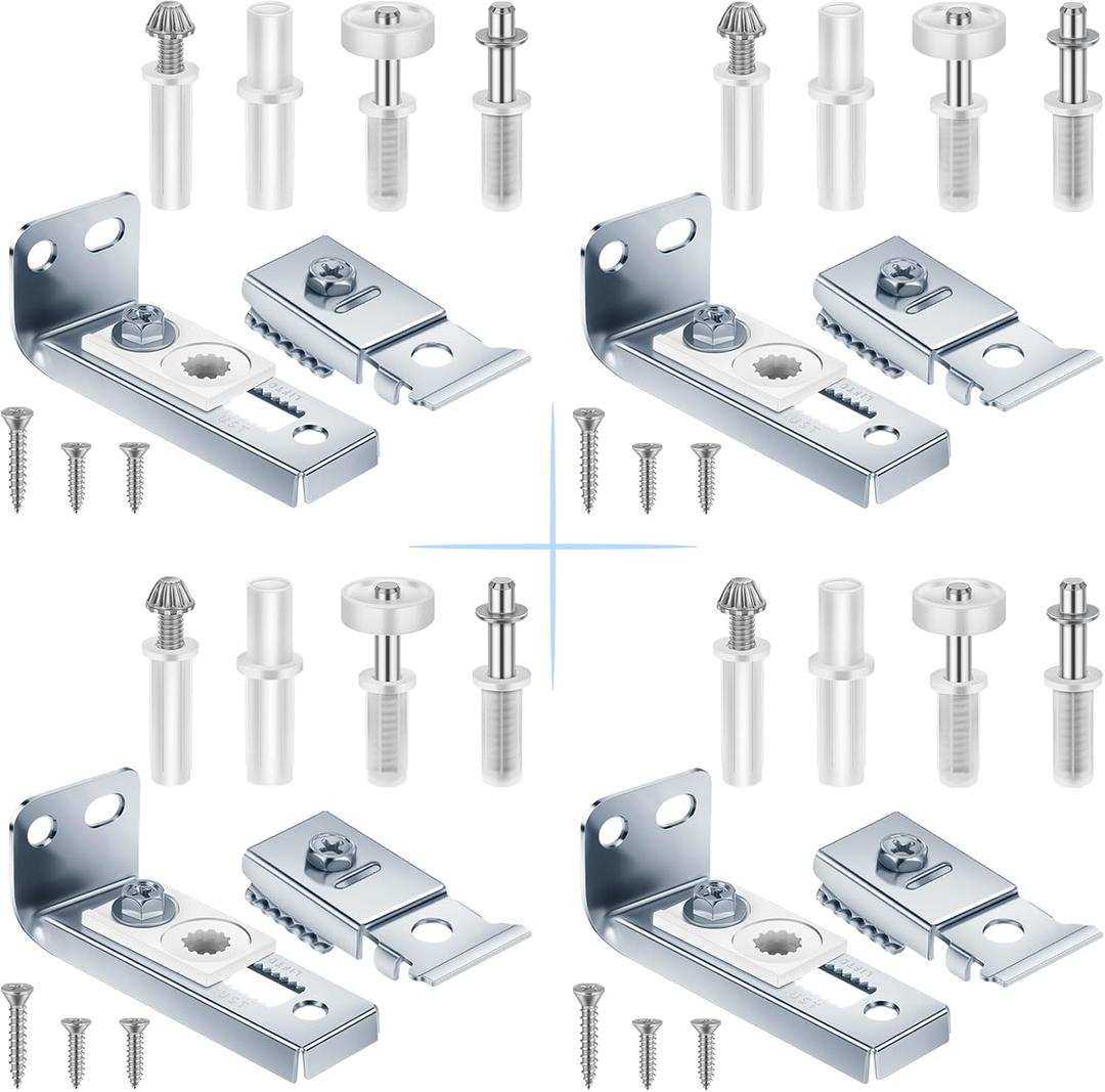 4 Pack Bifold Door Hardware, Folding Closet Doors Repair Kit, Bi Fold Closets Kits with Top and Bottom Bracket, Guide Wheel & Pivot, Fits 7/8" to 1" Track