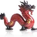 Chinese Feng Shui Dragon Statue Home Decor Office Decor Good Lucky Gifts,8 in Dragon Figurine,Attract Wealth Dragon Gift for Living Room,Bedroom,Garage,Bookshelf,Red Oriental Dragon