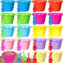 36 Pcs 6'' Sand Buckets and Shovels Bulk Small Plastic Beach Pails Shovels Sand Castle Mold Tools for Summer Beach Pool Party Favors, 9 Colors
