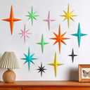 Blulu 12 Pcs Mid Century Modern Decoration Mcm Retro 3D Starburst Art Wall Sculpture, Plastic 8 Pointed Atomic Star Vintage Celestial Whimsigoth Accent for Home Office Room Decor(Retro)