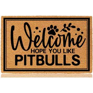 Welcome Hope You Like Pitbulls 30"x18" Outdoor Door Mats for Outside Entry Holiday Doormats for Outdoor Entrance Funny Home Welcome Floor Mat Indoor Non Slip with Rubber Backing