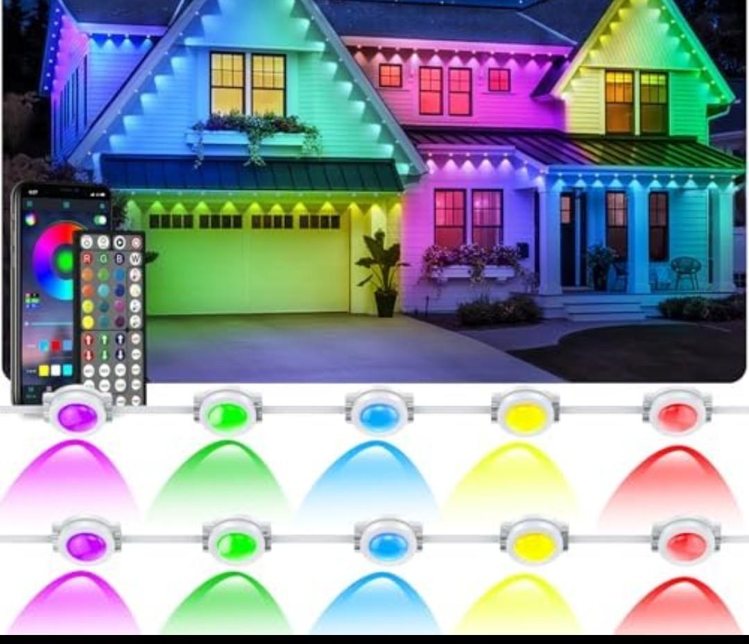 Permanent Outdoor Lights,100FT RGB Eave Light, Smart LED with App/Remote Control for Outdoor
