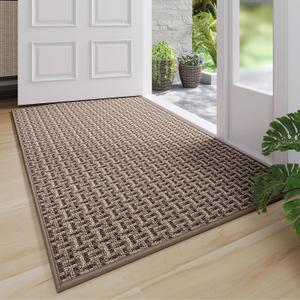 Indoor Door Mat 36x60 Dirt Resistant and Absorbent, Non-Slip Rubber Backing Floor Mats, Easy Clean Low-Profile Doormat for Entryway, Front Door, Inside Entrance Brown