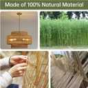 24 Boho Large Rattan Chandelier Light Fixture,6-Light Large Hand Woven Pendant Light Fixture Farmhouse Rustic Chandeliers for Kitchen Bedroom, Dining Room, Living Room, Hallway, Foyer
