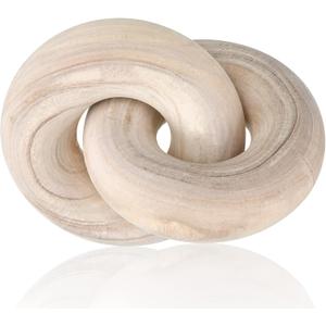 Yalikop 2 Link Wood Chain Link Decor Coffee Table Wooden Knot Decor Hand Carved Modern Farmhouse Ornament Boho Rustic Natural Chain Items for Home Living Room Bedroom Shelf Decorations(Wood)