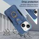 MONASAY Wallet Case Compatible for iPhone 15 Plus/14 Plus 5G 6.7 inch with 360 Rotation Ring Stand[Glass Screen Protector][RFID Blocking] Leather Phone Cover with Card Holder, Light Blue