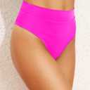 Tempt Me Women High Waisted Cheeky Bikini Bottoms Tummy Control Scrunch Butt Swim Bottom Only (Pink, L)