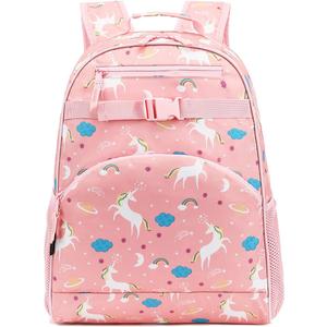 FlowFly Kids Backpack for Toddler Boys Girls, Simple Lightweight Bookbag for Daycare Kindergarten Elementary School Travel, Small Modern Bag (Large, Unicorn)