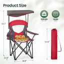 HIGH POINT SPORTS Heavy Duty Canopy Lounge Chair Sunshade Hiking Travel Chair, Foldable Canopy Shade Chair for Outdoor, Camping, Support 350 LBS, 2 Pack, Red, Twin Pack