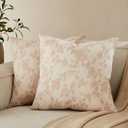 100% Cotton French Pastoral Throw Pillow Covers Set of 2, 20x20 Inch Taupe Farmhouse Decorative Cushion Covers for Sofa Bed Living Room Home Decor