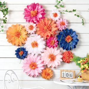 OBBOLO Wildflower Paper Flowers, 14 Pcs Paper Flowers Decorations for Wall, 8 in, 14 Inch Tissue Paper Flower for Wedding Party Baby Bridal Shower Nursery Wall Decor Bulletin Board Classroom
