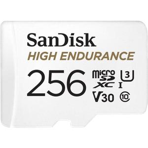 SANDISK 256GB High Endurance Video microSDXC Card with Adapter for dash cam and home monitoring systems - C10, U3, V30, 4K UHD, Micro SD Card - SDSQQNR-256G-GN6IA